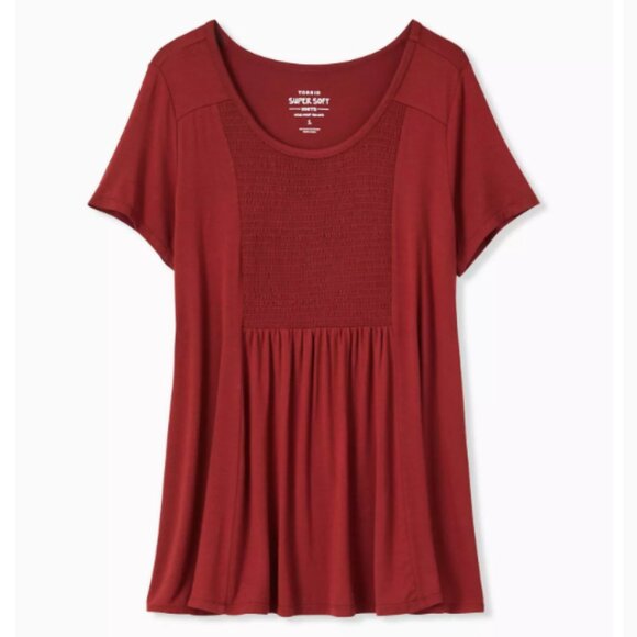 Torrid 2X Super Soft Scoop Neck Smocked Front Panel Top Orange Rayon - Picture 10 of 10